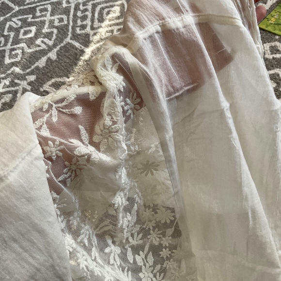 AERIE Scarf White Lace Cotton Cowl Round - Picture 2 of 5